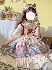 1 chiếc váy liền quần theo chủ đề gấu bông Lolita, trang phục hóa trang phong cách Lolita dễ thương thích hợp cho các bữa tiệc, biểu diễn, ngày lễ, quà tặng ngày lễ tình nhân và trang phục hàng ngày, chỉ mặc váy, trang phục Halloween - Nhiều màu - Xem 6