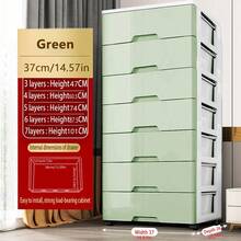 多层抽屉式收纳柜免组装床头五屉储物柜塑料加厚收纳箱可移动 - 彩色 - 查看 14