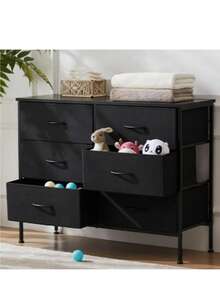 Fabric Storage Dresser With 9 Drawers, Steel Frame And Wooden Top For Bedroom, Closet And Entryway - 黑色 - 查看 12