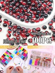 闪亮裂纹玻璃珠，破裂效果，尺寸为 10 毫米/0.39 英寸和 8 毫米/0.31 英寸。多色圆形珠子，用于 DIY 珠宝、手链、项链、耳环和手工艺品制作。