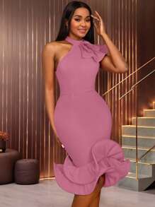 Vestidos elegantes de mujer con estilo para fiestas, graduación, San Valentín, cumpleaños, bodas, cenas, ceremonias de graduación - con detalles de volantes y corte de sirena, hombros al aire