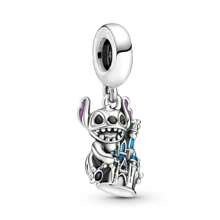 Talisman de plata de ley 925 chapado en oro rosa con diseño fijo de flor de ciruelo y animal de dibujos animados, adecuado para pulseras DIY, regalo de moda y elegante para el cumpleaños de la mujer