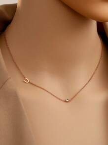 Tsnamer 1 件侧向首字母项链简约 26 个字母 A-Z 个性化名字颈链项链适合女士女孩搭配日常珠宝礼物 - 項鍊 - 查看 55