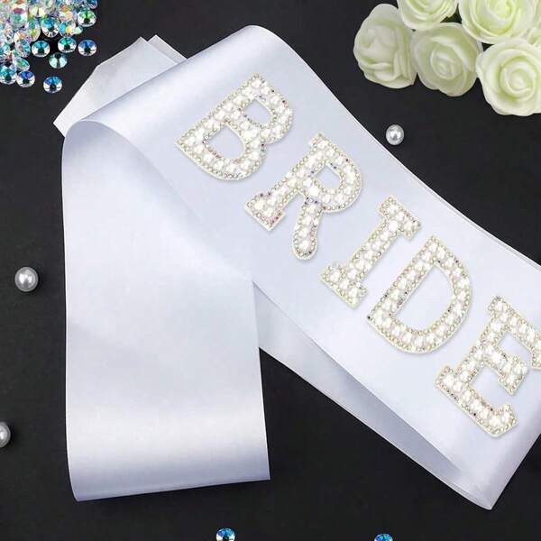 Pearl Bride Shoulder Strap, White Single Lady Shoulder Strap, Single Lady Party Shoulder Strap For Decorating Single Lady Party, Bride Party Decoration Bride Gift