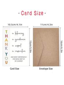 PC Cute Thank You Card To Teacher Appreciation Gift To Mentor, Educator, Pastor, Dad, Mom, Boss, Grateful For Your Support, Graduate Thanks Card For Teacher - Multicolor - View 5