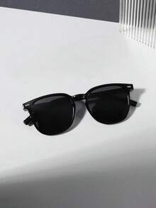 1 件男士亚克力方形框架休闲黑色眼镜，适合夏季海滩旅行、户外、旅行、日常佩戴，适合返校时尚学院风