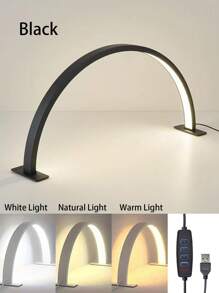 Halbmond Licht für Nageltisch mit Halterung, 3 Lichtfarben Nageltischlampe, Nageltechnik Licht mit Kabelsteuerung, 10 Helligkeitsstufen kabellose Installation Nageldesign Lampe für Schönheit/Wimpern/Tattoos, Weiß, Pink, Schwarz