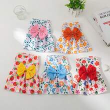 Váy in hình dễ thương cho chó con, Quần áo thú cưng, Quần áo cho chó, Quần áo cho chó Chihuahua, Đồ dùng cho mèo, Trang phục cho thú cưng, Váy cho chó có nơ - Màu xanh lam - Xem 4