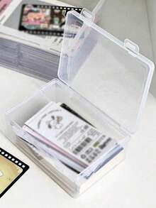 1pc Rectangular Clear Plastic Storage Box For Parts, Jewelry, Fishing Hooks, Electronic Components, Double-Lid Desktop Display