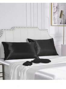 Set de 3 piezas de satén para dormir | talla grande suave que el juego de funda de almohada y antifaz de seda - Incluye 1 funda de almohada de satén, 1 antifaz de satén y 1 coletero de satén, Funda de almohada 29.53 pulgadas x 19.29 pulgadas (75 cm * 49 cm), Escuela, Vuelta al colegio, Viaje, Artículos esenciales de viaje, Artículos esenciales para el hogar, Antifaz, Máscara para dormir