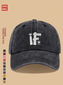 1 Stück lustiger Baseball Cap mit "IF"-Aufdruck, Hundepfoten-Motiv und "Life Is OK"-Grafik, schwarze Papa-Trucker-Mütze, atmungsaktiv und komfortabel in Unifarbe, Retro-Softtopmit gebogenem Schirm, unisex, Vatertagskappe, verstellbare Größe, vielseitig einsetzbare Persönlichkeit, lässiger Outdoor-Zubehör für Fahrrad, Sport und Party, einzigartiges Geschenkidee für Familie und Freunde