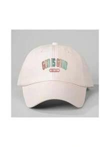 1 件“GOD IS GOOD”印花可调节棒球帽 - 复古水洗风格，男女通用休闲防晒帽，适合户外活动，时尚节日礼物