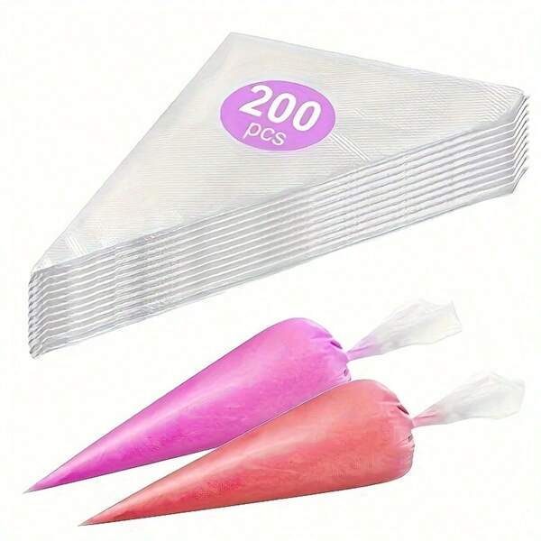 50/100/200 Heavy-Duty Thickened Plastic Piping Bags - Durable, Reusable, Anti-Slip Handle, Suitable For Cake Decoration, Baking, Frosting, Cookies And Kitchen Tools, As Well As Household And Professional Bakers' Baking Accessories