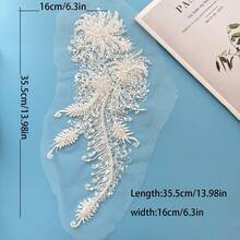 1 件串珠刺绣亮片蕾丝贴花缝纫花面料领子贴片适用于婚纱新娘 DIY 工艺。 - 白色 - 查看 12