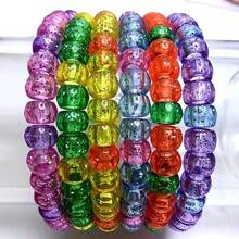 100PCS Pony Beads Are Used For Hair Macaron Plastic Process Perforating Beads, Bulk Rainbow Hair Beads, DIY Bracelet Necklace Jewelry Making Supplies(Mixed Color) - Multicolor - View 3