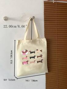 Dachshund Three Cute Silly Sausage Dogs Print Tote Bag, Casual Large Capacity Shoulder Bag, Daily Shopping Bag, Multifunctional Storage Bag, Lightweight Travel Tote Bag, Good Gift, Travel Souvenir For Friends, Essential Travel Tote Bag, Suitable For Commuting, Back To School, Travel, Picnic, Camping, Outdoor And Adventure ﻿