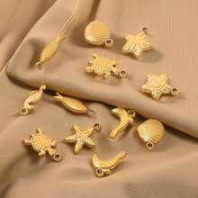 5pcs Stainless Steel Gold-Plated Marine Life Pendant DIY Jewelry Making Pendant For Women To Wear On Summer Beach Vacations - Pendants - View 4