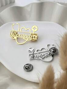 Personalisierte Namensbrosche Stethoskop - Individualisierter Goldener Edelstahl Medizinischer Schmuck, Herz- und Kreuz-Design, perfektes Geschenk zum Krankenschwestertag oder zur Lässig dekoration, Zubehör für Krankenschwestern Stethoskop - Verschiedenfarbig - Übersicht 6