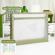 ​Waterproof A4 Mesh File Organizer Bag - Zippered Document Pouch With Label Pocket For Office, School, Travel​ - màu xanh lá - Xem 7