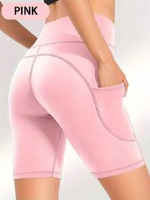 5 Pack Women's Biker Shorts With Pockets,High Waisted Tummy Control,Super Soft,Workout Running Yoga Athletic Shorts,For Gym Yoga Running Summer Clothes,Medium Stretch, Solid Color, All-Season - 5PCS - 查看 9