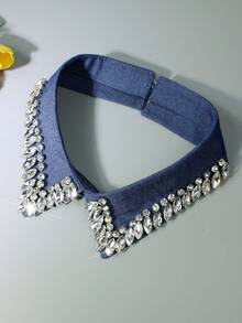 1 件复古水钻可拆卸衣领，奢华手工装饰珍珠闪亮衣领，适合季节性穿着 - 多色 - 查看 12