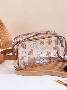 1个装水豚透明化妆包初中生文具铅笔袋超吸睛卡通包 - 彩色 - 查看 10