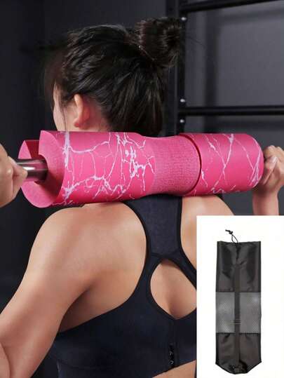 1pc Dumbbell Mat, Marble Texture Dumbbell Pad, Deep Squat Shoulder Pad, Indoor Fitness Glute Kickback Pad, Foam Dumbbell Support Pad, Neck Dumbbell Pad, Dumbbell Cover, Shaping, Fitness Exercise, Comes With 1 Yoga Bag