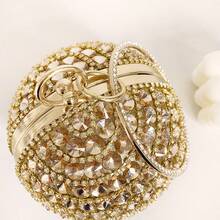 Luxury Fashion Tassel Circular Ball Bag Women's Handbag Diamond Evening Bag Wedding Party Clutch Purse Crossbody Bag - Gold - View 9