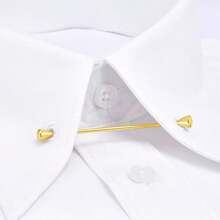 1 件男士衬衫领撑，商务领带配件，银色/金色/枪黑色领带夹，时尚珠宝 - 彩色 - 查看 4