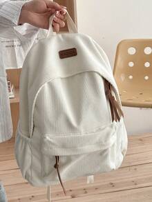 1 件简约大容量女士背包，纯色背包适合旅行、购物、携带笔记本电脑、课本、衣服 - 简约风格，学校背包，学校用品，书包，学校背包，返校背包，学校书包，大背包，背包学校，返校包，轻便，可折叠，经典休闲