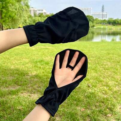 1 Pair Hoof-Shaped Short Sunscreen Gloves, Loose UV Protection Sun Gloves, Dedicated Sun-Shielding Fingerless Gloves (Random Color) Summer