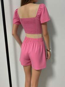 Women's Fashion Large Round Neck Plain Bow Knot Back Sleeveless Top