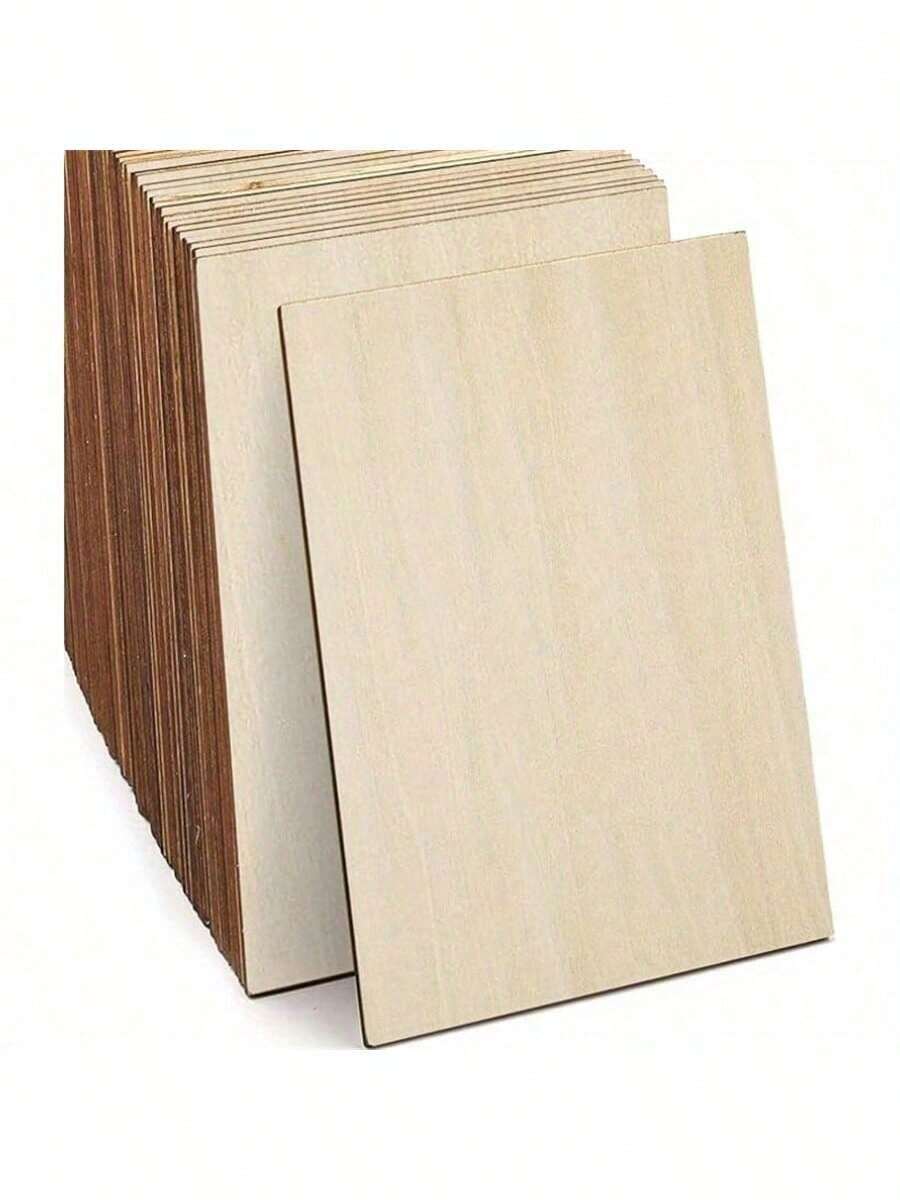 5/12/26pcs 6x4in Plywood Craft Sheets: Versatile & Precise For DIY, Wood Burning, CNC Projects - Wooden
