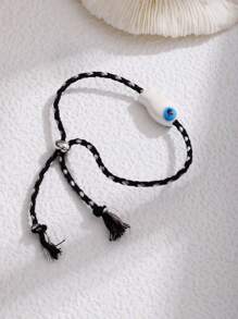 1 szt. Słodka kolorowa bransoletka z rybą, ręcznie robiona, wielokolorowa bransoletka z plecionej liny w stylu boho