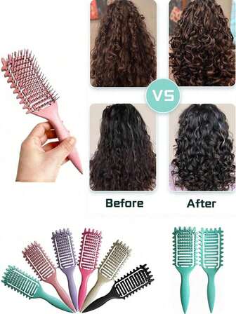 1pc Hollow Spine Massage Comb Bouncy Curly Defining Styling Brush Large Curved Comb For Voluminous Smooth Hair, Suitable For Curly Hair, Perfect For Detangling, Styling And Enhancing Natural Curls, Fits All Hair Types And Women, Hair Styling, Hair Stuff, Comb Hair ,Hair Accessories, Hair Styling Kit, Hair Tool Kit, Hairstyling Set ,Hair Styling Tools Beauty Home Hair Accessories
