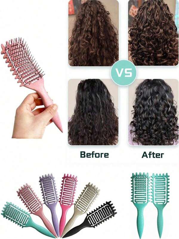 1pc Hollow Spine Massage Comb Bouncy Curly Defining Styling Brush Large Curved Comb For Voluminous Smooth Hair, Suitable For Curly Hair, Perfect For Detangling, Styling And Enhancing Natural Curls, Fits All Hair Types And Women, Hair Styling, Hair Stuff, Comb Hair ,Hair Accessories, Hair Styling Kit, Hair Tool Kit, Hairstyling Set