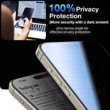 BOLLYMORE 1pc Privacy Screen Protector Film For IPhone 17 Pro Max/17 Pro/17/AIR/16 Pro Max/16 Pro/15 Pro Max/15 Plus And Earlier Models (11-14/X Series) - 25° Anti-Peeping, Compatible With Phone Cases, Suitable For Cafes/Gyms Safety Protection (9H Scratch-Resistant) - Black - View 5