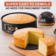 1 件/3 件圆形碳钢蛋糕模具，不粘可拆卸底部烤盘，适用于制作松饼、彩虹蛋糕、芝士蛋糕、甜点慕斯蛋糕烤盘、烤箱配件、圆形弹簧蛋糕模具，适用于厨房用品、厨房烤盘、万圣节/亡灵节、圣诞节蛋糕烘焙工具 - 可重复使用烤盘 - 彩色 - 查看 7