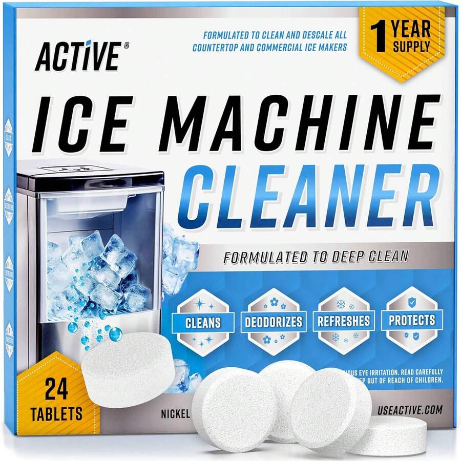 Ice Machine Cleaner Maker Descaler - 24 Clean Tablets Compatible With Frigidaire, Opal, GE Profile, Kitchenaid, Nickel Safe Scale Remover For Countertop, Nugget Ice Makers - Bulk 1 Year Supply - Redwood - View 1