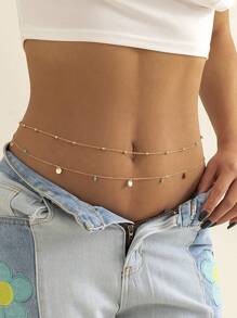 Chaîne de taille style turquoise et diamant vert simple