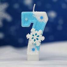 1個生日數字蠟燭，大號白色與藍色雪花生日蠟燭蛋糕裝飾，閃粉蠟燭蛋糕裝飾，適合女孩與女性週年慶祝、家居裝飾、聖誕裝飾、房間裝飾、聖誕禮物 - 彩色 - 查看 10