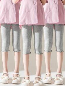 1/2/3 双女童可爱荷叶边针织紧身裤,有弹性,适合春、夏、秋季 - 彩色 - 查看 20