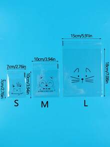 100 bolsas de sándwich reutilizables y transparentes - Almacenamiento de alimentos, sellado al vacío, organización de cocina - Emoticono de gato - Ver 2
