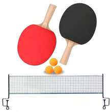 Table Tennis Racket Ping Pong Kit 2 Rackets 3 Balls 1 Table Net - A - Ver 2