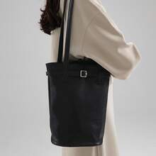 Fashionable Large Capacity Portable Bucket Bag For Women, High-End Underarm Bag, Niche Commuter Summer New Shoulder Bag - 黑色 - 查看 4