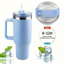 Vaso térmico termo de acero inoxidable calor y frío Morek 40oz vaso deportivo gran capacidad doble pared portátil mantiene temperatura viajes oficina resistente - Celeste - Ver 2