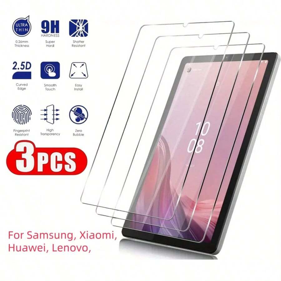 3pcs Screen Protector Film, Compatible With Redmi Pad 2 11, Redmi Tablet, Honor Pad 10, Honor Tablet, Tab M11, Tablet, Galaxy Tab A9+, Galaxy T530/Tab 4, Galaxy Tablet, IPad Air 13 2025(M3), IPad Air 11 2025(M3), IPad Tablet, Tablet, Tablet Tempered Glass, Tablet Glass Film, Tablet Anti-Fall Film, Anti-Shatter Tempered Film