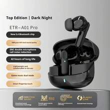 Căști Bluetooth Lenovo ERAZER ETR-A01PRO, calitate a sunetului HiFi intraauricular, anulare a zgomotului pentru jocuri cu latență redusă ENC și microfon, căști wireless cu durată de viață a bateriei super lungă pentru smartphone-uri, tablete, avioane, camioane - Negru - Vizualizare 3