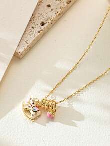 1 件珐琅滴油飞马吊坠项链，时尚可爱的甜甜圈彩色多巴胺颈链，适合女孩、日常佩戴、节日、闺蜜