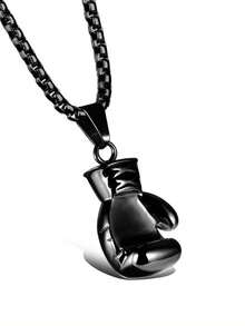 1pc Retro Fitness Boxing Gloves On, Titanium Swagger Punk Fashion Pendant Necklace Movement - one-size - View 7